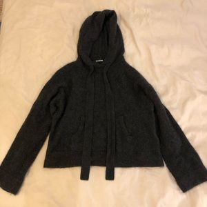 Naadam Cropped cashmere Hoodie in Charcoal Grey Size XS